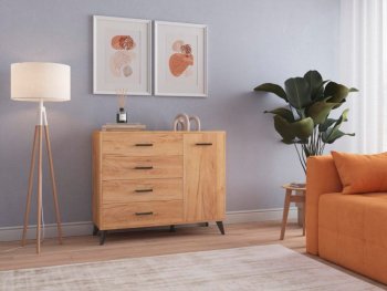 Комод-Тумба (1дв,4ящ) SVETLANA LOFT, дуб золотой (Генезис) в Камышлове - kamyshlov.mebel-e96.ru