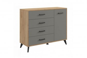 Комод-Тумба (1дв,4ящ) SVETLANA LOFT, дуб золотой/серый (Генезис) в Камышлове - kamyshlov.mebel-e96.ru