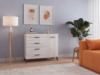 Комод-Тумба (1дв,4ящ) SVETLANA LOFT, сосна белая (Генезис) в Камышлове - kamyshlov.mebel-e96.ru