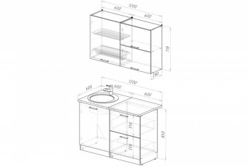 Кухонный гарнитур Терция лайт 1200 мм (Герда) в Камышлове - kamyshlov.mebel-e96.ru