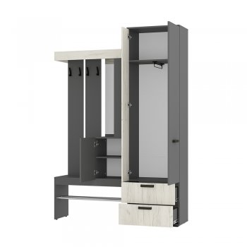 Прихожая Трамп графит/крафт белый (БТС) в Камышлове - kamyshlov.mebel-e96.ru