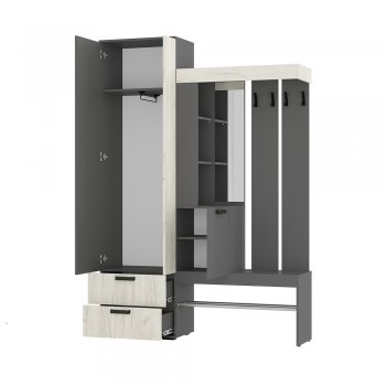 Прихожая Трамп графит/крафт белый (БТС) в Камышлове - kamyshlov.mebel-e96.ru