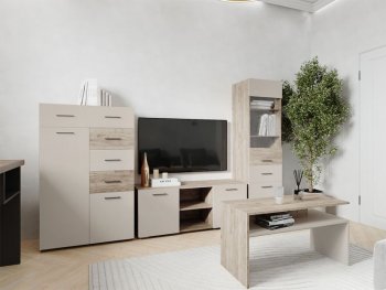 Тумба ТВ Турин ЛДСП крафт серый/кашемир (ВВР) в Камышлове - kamyshlov.mebel-e96.ru