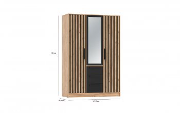 Шкаф 1300 мм 83.08 Вегас (3-х дв.) черный (Олмеко) в Камышлове - kamyshlov.mebel-e96.ru