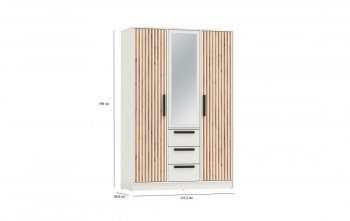 Шкаф 1300 мм 83.08 Вегас (3-х дв.) белый (Олмеко) в Камышлове - kamyshlov.mebel-e96.ru