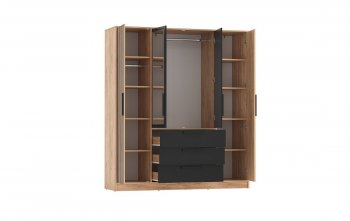 Шкаф 1700 мм 83.07 Вегас (4-х дв.) черный (Олмеко) в Камышлове - kamyshlov.mebel-e96.ru