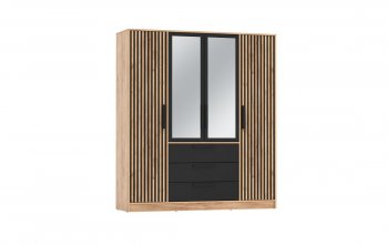 Шкаф 1700 мм 83.07 Вегас (4-х дв.) черный (Олмеко) в Камышлове - kamyshlov.mebel-e96.ru