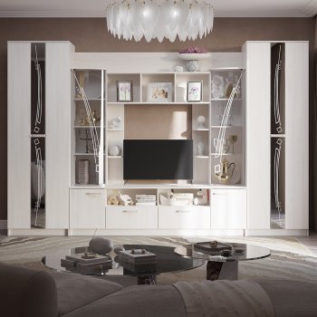 Стенка Венеция ясень белый (БТС) в Камышлове - kamyshlov.mebel-e96.ru