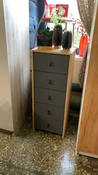 Комод (5 ящиков) Байкал Графит/Дуб золотой (СВ) в Камышлове - kamyshlov.mebel-e96.ru
